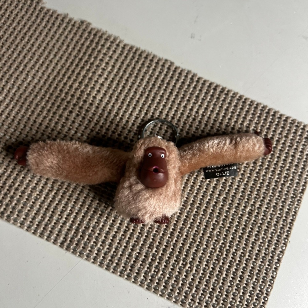 Kipling Ollie Monkey Keychain Tan Fuzzy Plush Bag Charm Collectible Mascot